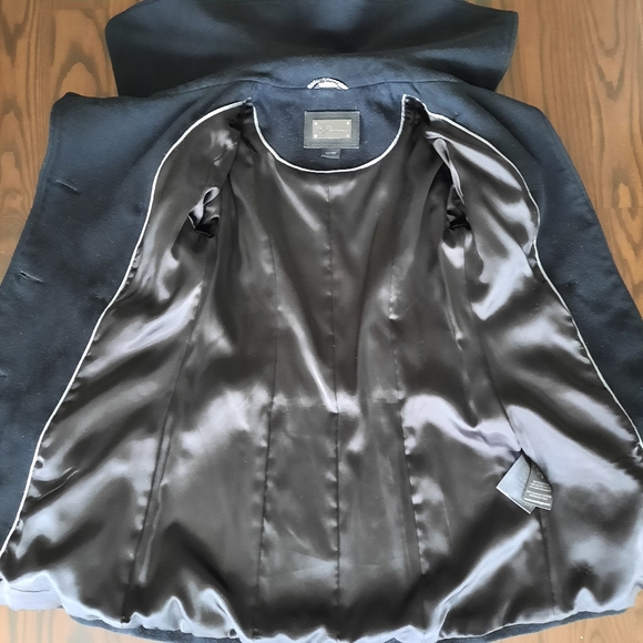 Mackage Black Wool Coat Leather Trim Detail Size XS - Picture 7 of 11